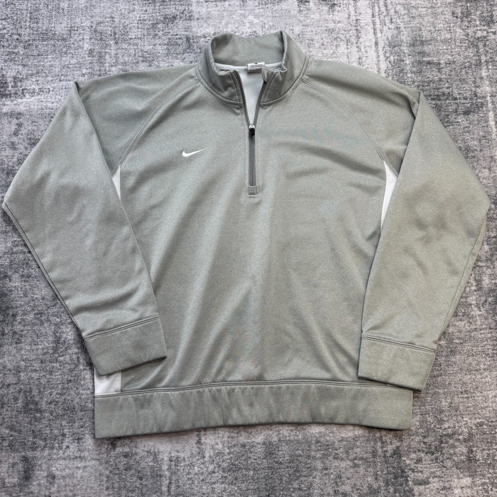 Nike Sweater Mens XL Gray Therma Fit Fleece 1/4 Zip Sweatshirt Training Golf